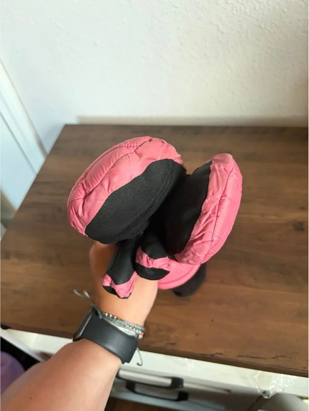 Carhartt women's pink mitten gloves size S. Wear as shown